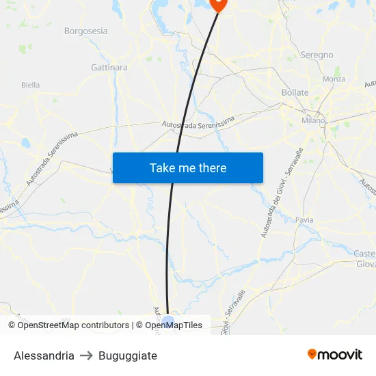 Alessandria to Buguggiate map