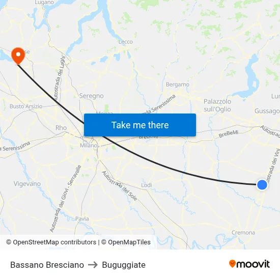 Bassano Bresciano to Buguggiate map