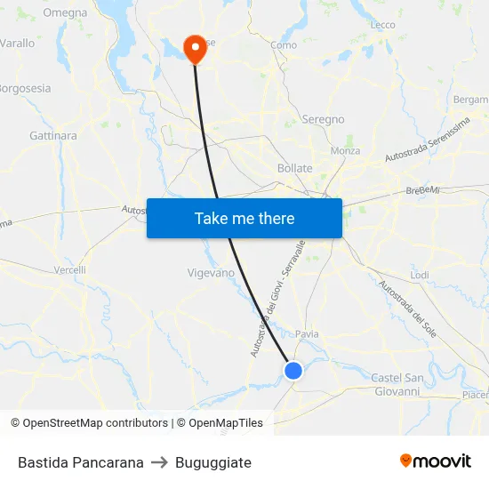 Bastida Pancarana to Buguggiate map