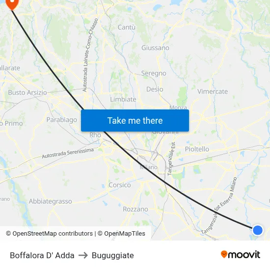 Boffalora D'Adda to Buguggiate map