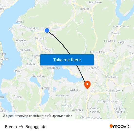 Brenta to Buguggiate map