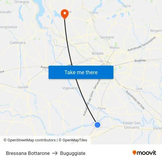 Bressana Bottarone to Buguggiate map