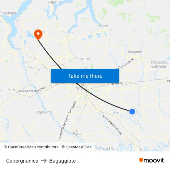 Capergnanica to Buguggiate map