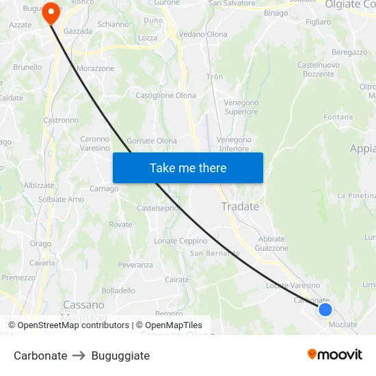Carbonate to Buguggiate map