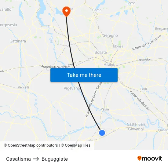 Casatisma to Buguggiate map