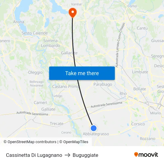Cassinetta Di Lugagnano to Buguggiate map