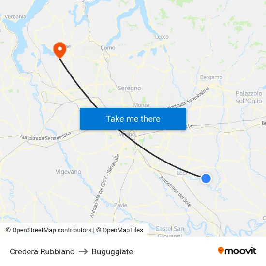 Credera Rubbiano to Buguggiate map