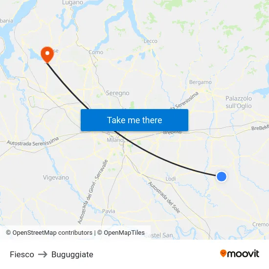 Fiesco to Buguggiate map