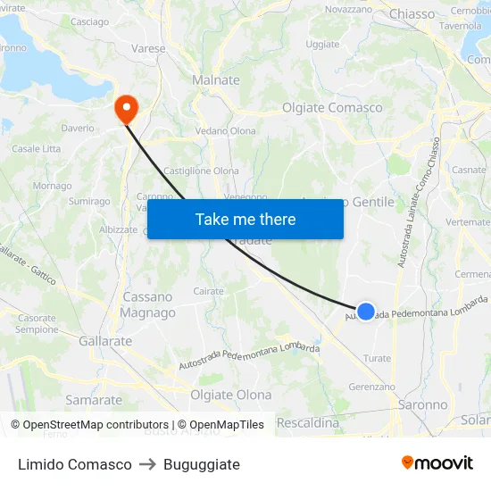 Limido Comasco to Buguggiate map