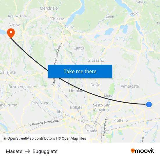 Masate to Buguggiate map