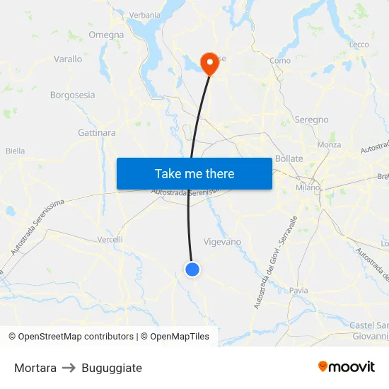 Mortara to Buguggiate map