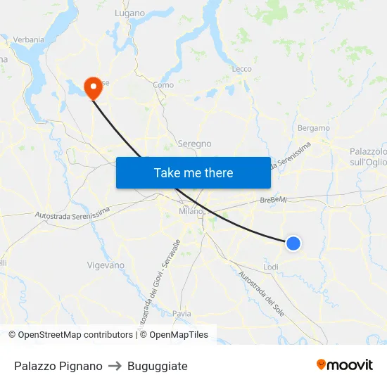 Palazzo Pignano to Buguggiate map
