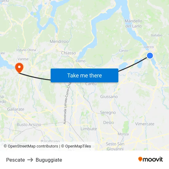 Pescate to Buguggiate map