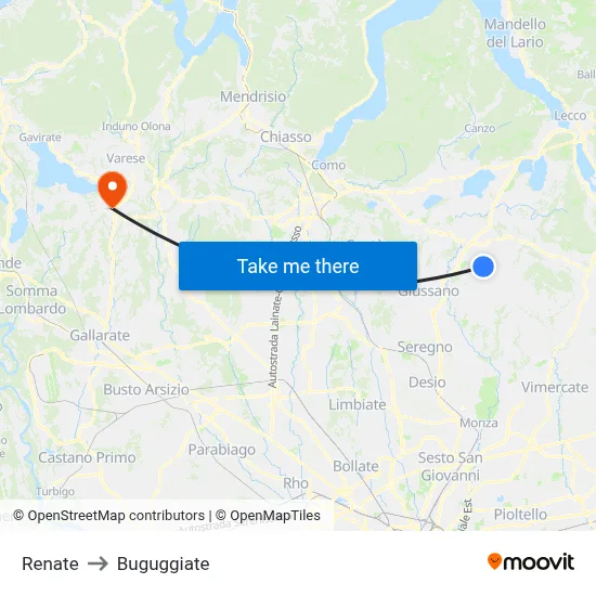 Renate to Buguggiate map