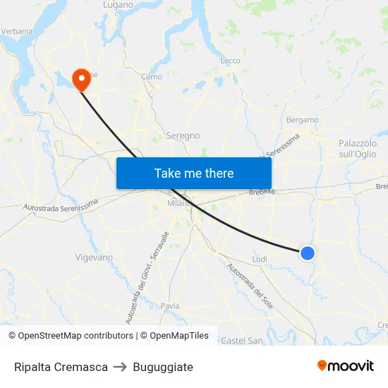 Ripalta Cremasca to Buguggiate map