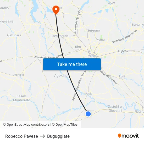 Robecco Pavese to Buguggiate map