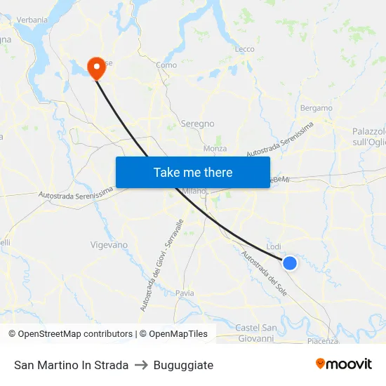 San Martino In Strada to Buguggiate map