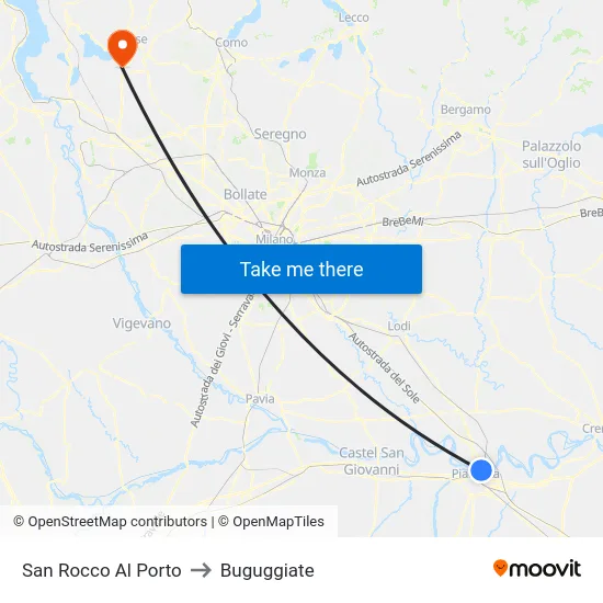 San Rocco Al Porto to Buguggiate map