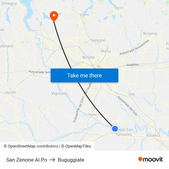 San Zenone al Po to Buguggiate map