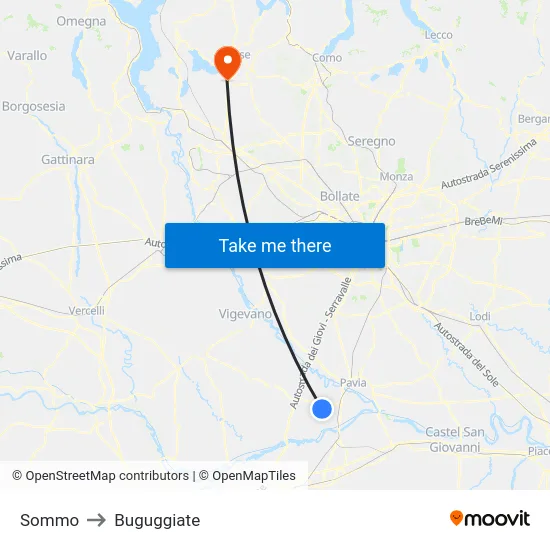 Sommo to Buguggiate map
