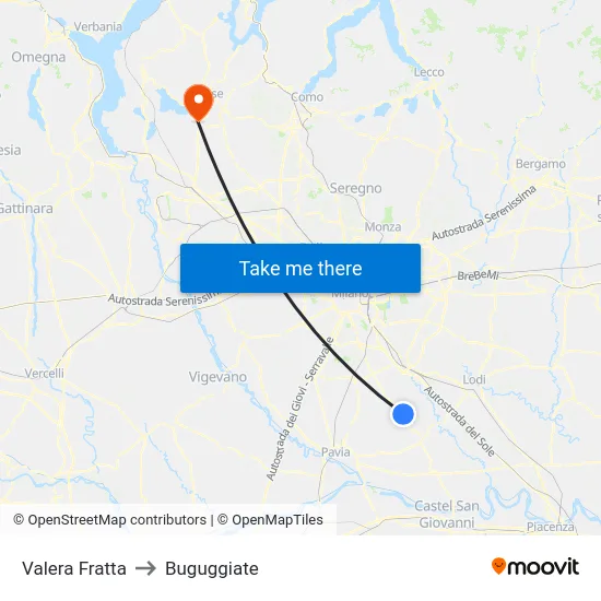 Valera Fratta to Buguggiate map