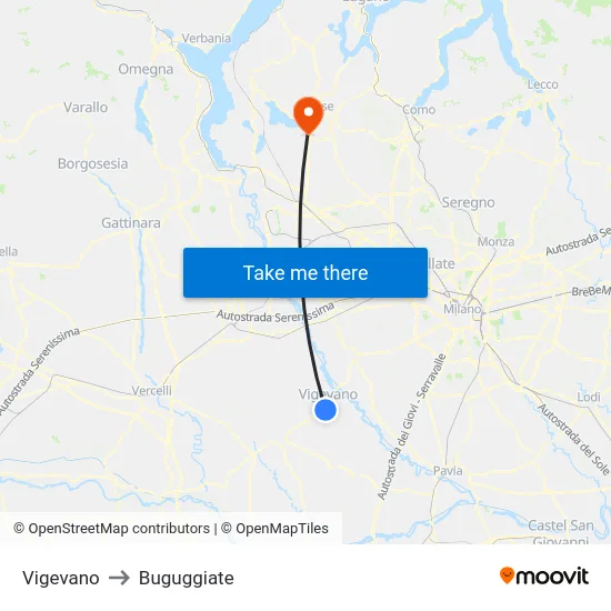 Vigevano to Buguggiate map