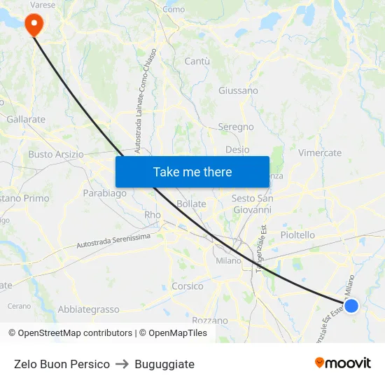 Zelo Buon Persico to Buguggiate map