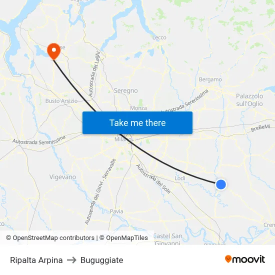 Ripalta Arpina to Buguggiate map