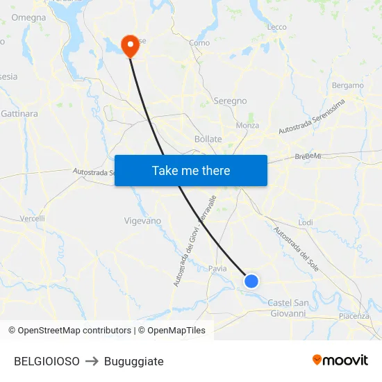 BELGIOIOSO to Buguggiate map