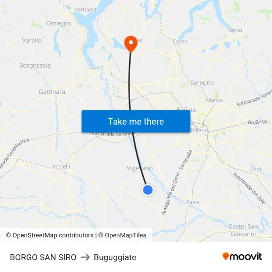 BORGO SAN SIRO to Buguggiate map
