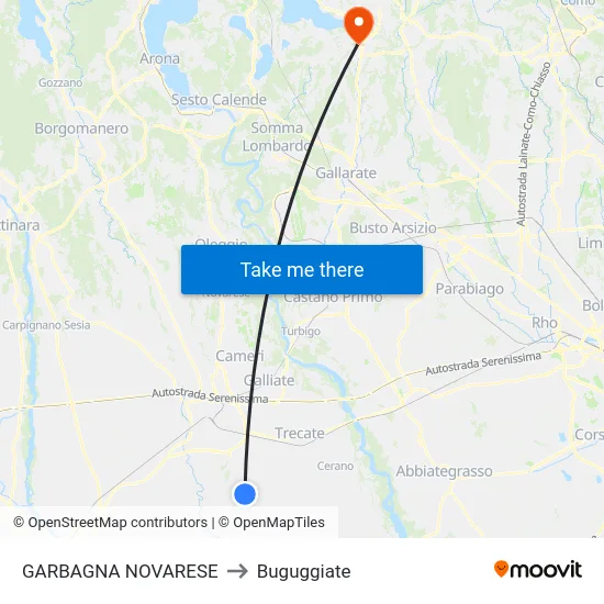 Garbagna Novarese to Buguggiate map