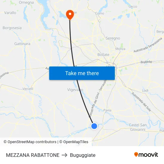 MEZZANA RABATTONE to Buguggiate map