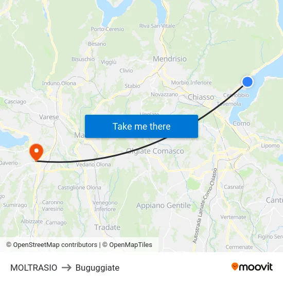 MOLTRASIO to Buguggiate map