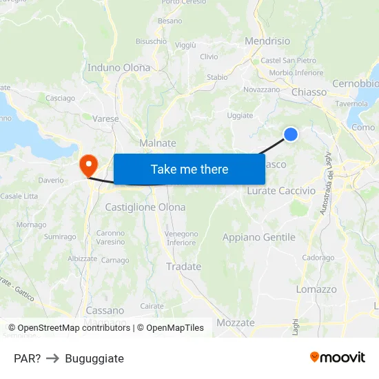 Parre to Buguggiate map