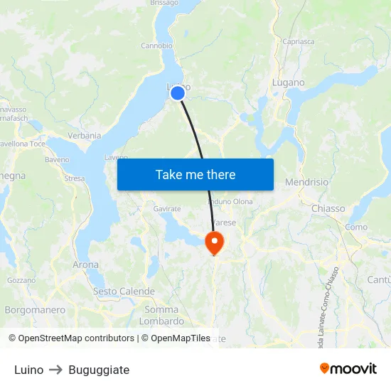 Luino to Buguggiate map
