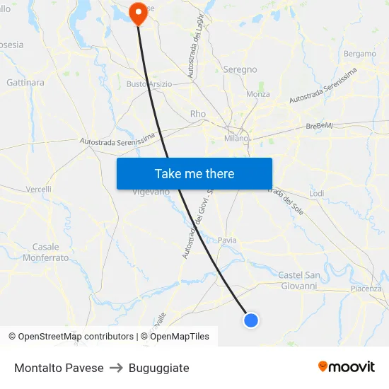Montalto Pavese to Buguggiate map