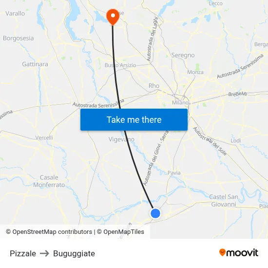 Pizzale to Buguggiate map