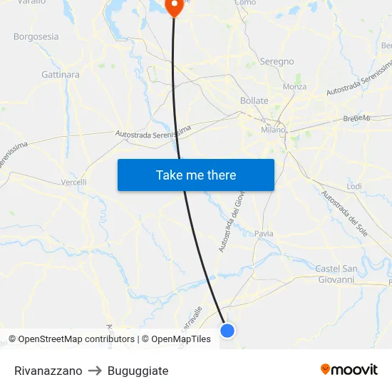 Rivanazzano to Buguggiate map