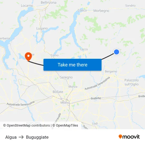 Algua to Buguggiate map
