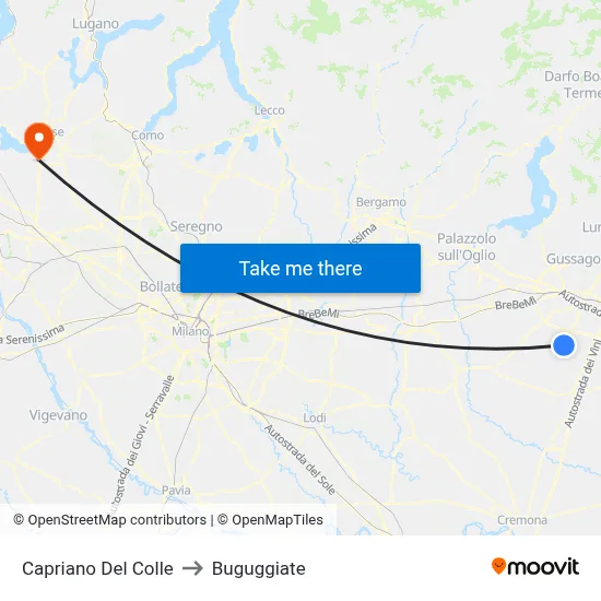 Capriano Del Colle to Buguggiate map