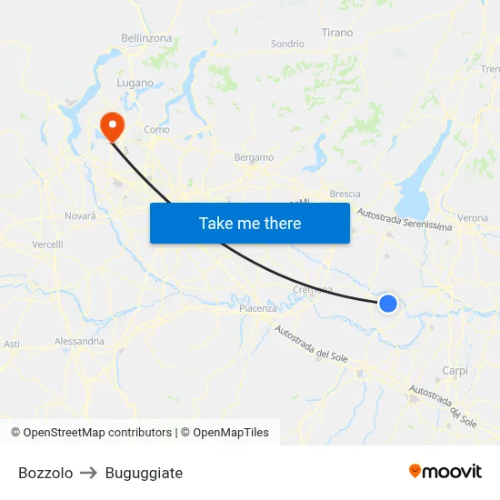 Bozzolo to Buguggiate map
