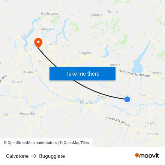 Calvatone to Buguggiate map