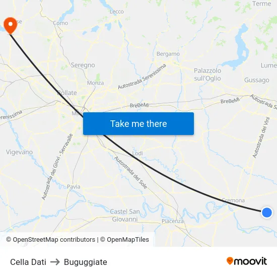 Cella Dati to Buguggiate map