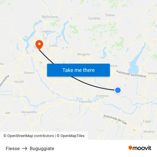 Fiesse to Buguggiate map