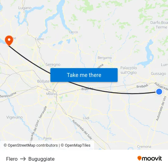 Flero to Buguggiate map