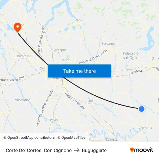 Corte De' Cortesi Con Cignone to Buguggiate map