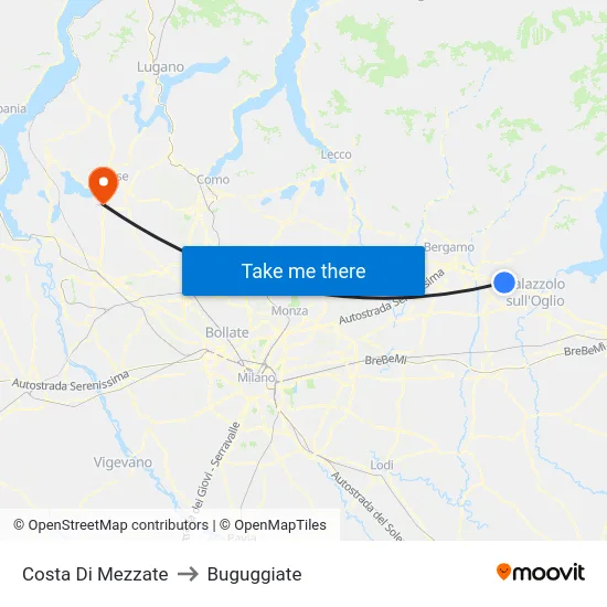 Costa Di Mezzate to Buguggiate map