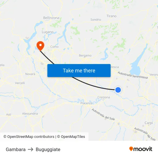 Gambara to Buguggiate map