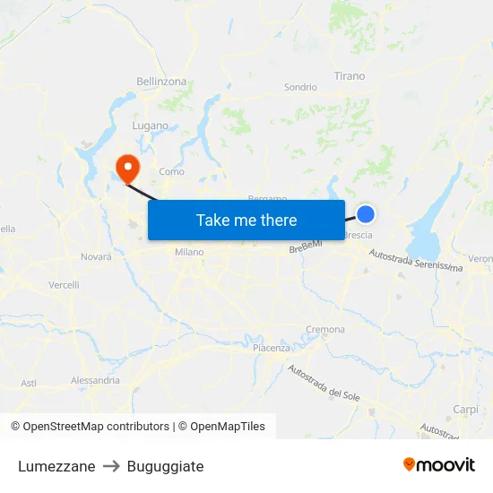 Lumezzane to Buguggiate map