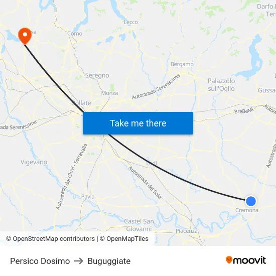 Persico Dosimo to Buguggiate map